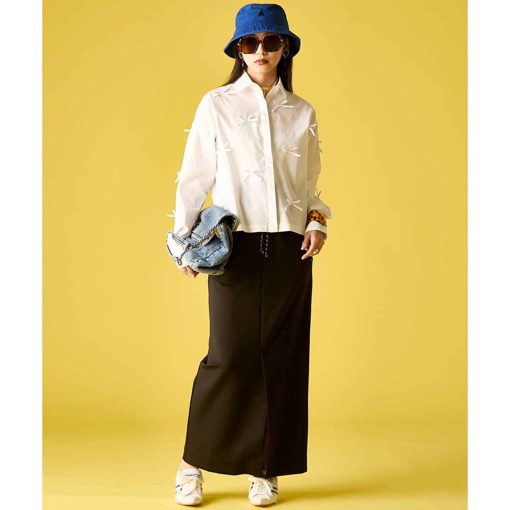 綿100%リボン付ショートシャツ 大きいサイズ GEVS.8