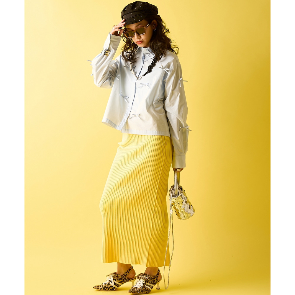 綿100%リボン付ショートシャツ 大きいサイズ GEVS.9