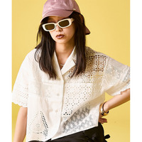 レースパッチワークシャツ 大きいサイズ GEVS.