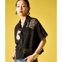 レースパッチワークシャツ 大きいサイズ　GEVS.