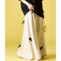 リボン付Aラインサテンスカート 大きいサイズ　GEVS.