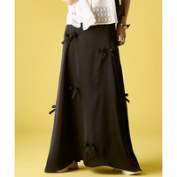 リボン付Aラインサテンスカート 大きいサイズ　GEVS.