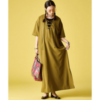 ストライプレースアップロングワンピース 大きいサイズ　GEVS.