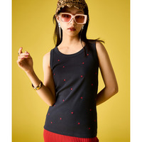 星刺しゅうテレコタンクトップ 大きいサイズ　GEVS.