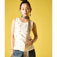 星刺しゅうテレコタンクトップ 大きいサイズ　GEVS.