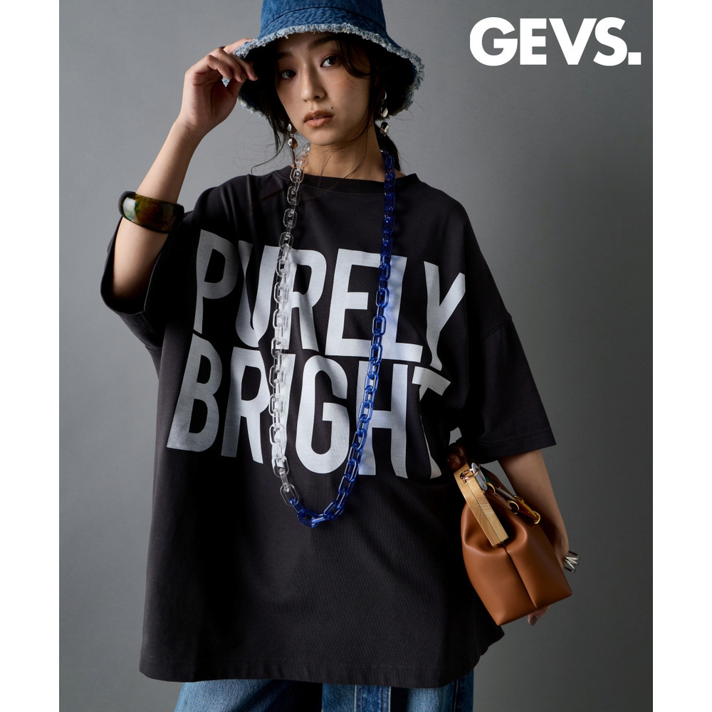 ビッグシルエットロゴプリントチュニックTシャツ 大きいサイズ　GEVS.