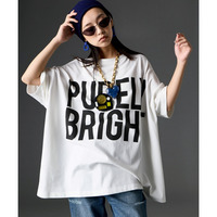 ビッグシルエットロゴプリントチュニックTシャツ 大きいサイズ　GEVS.