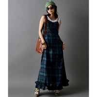 チェックキャミソールロングワンピース 大きいサイズ　GEVS.