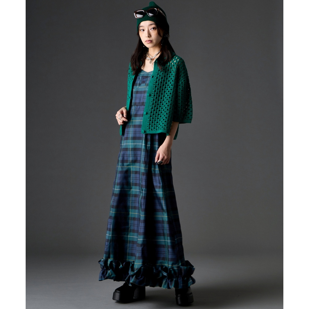 チェックキャミソールロングワンピース 大きいサイズ GEVS.10