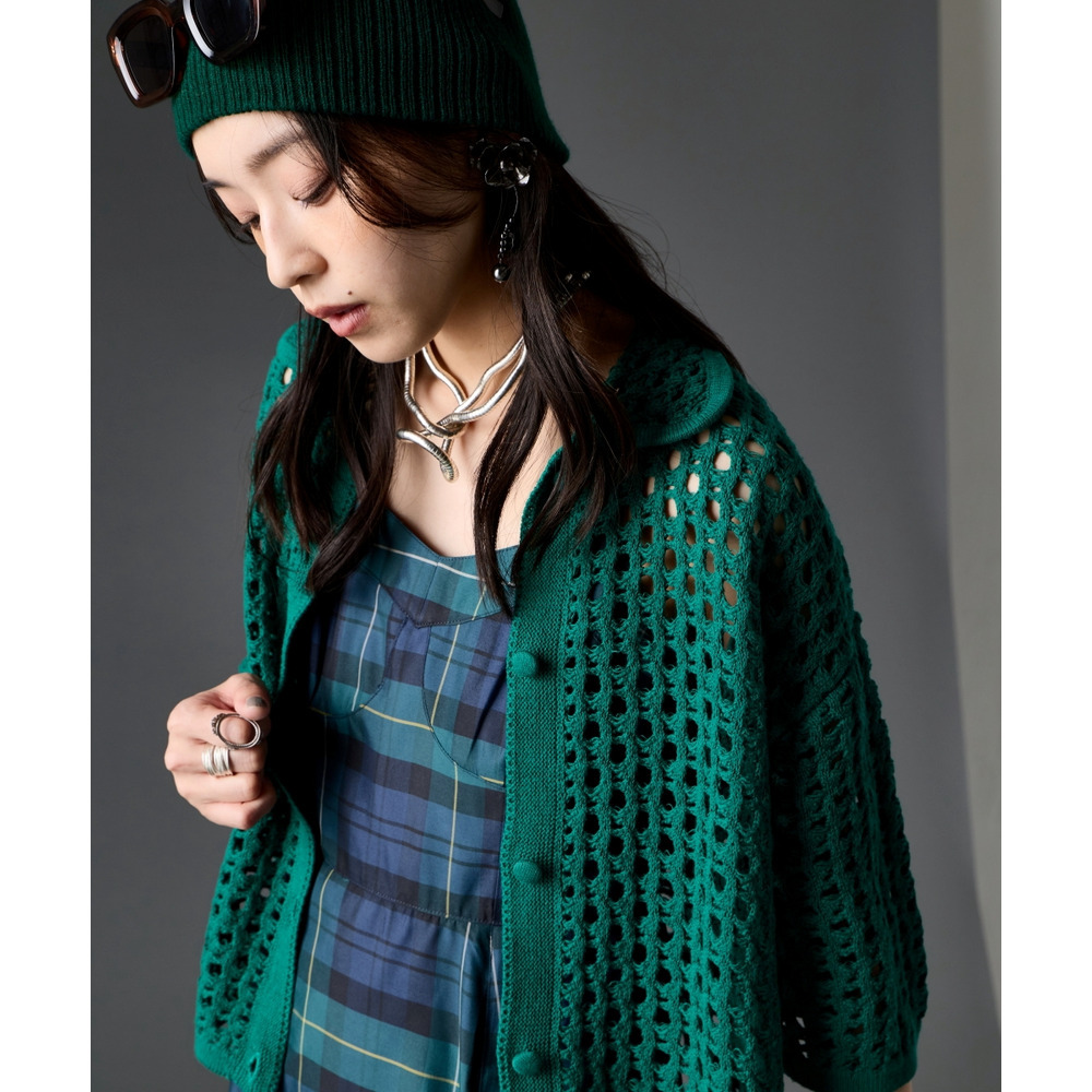 チェックキャミソールロングワンピース 大きいサイズ GEVS.11