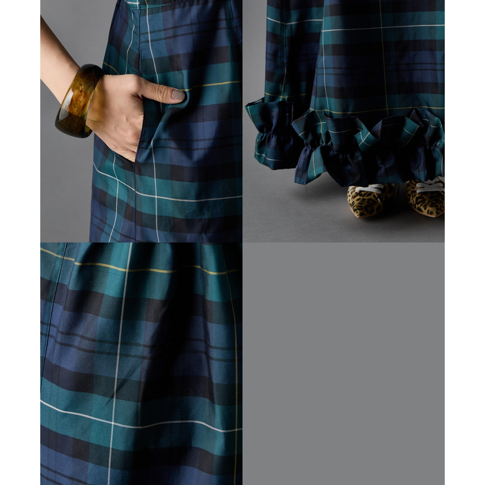 チェックキャミソールロングワンピース 大きいサイズ GEVS.13