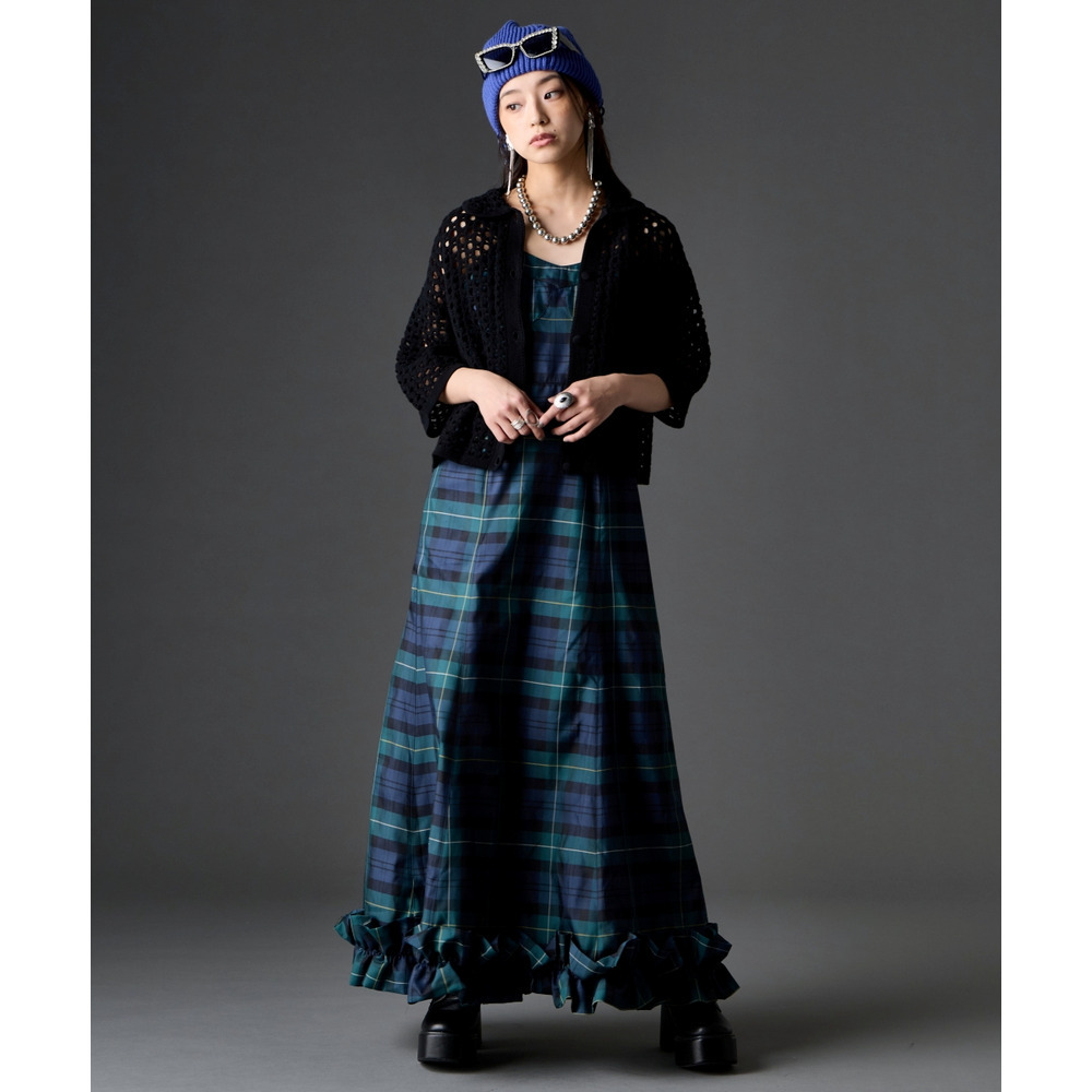 チェックキャミソールロングワンピース 大きいサイズ GEVS.23