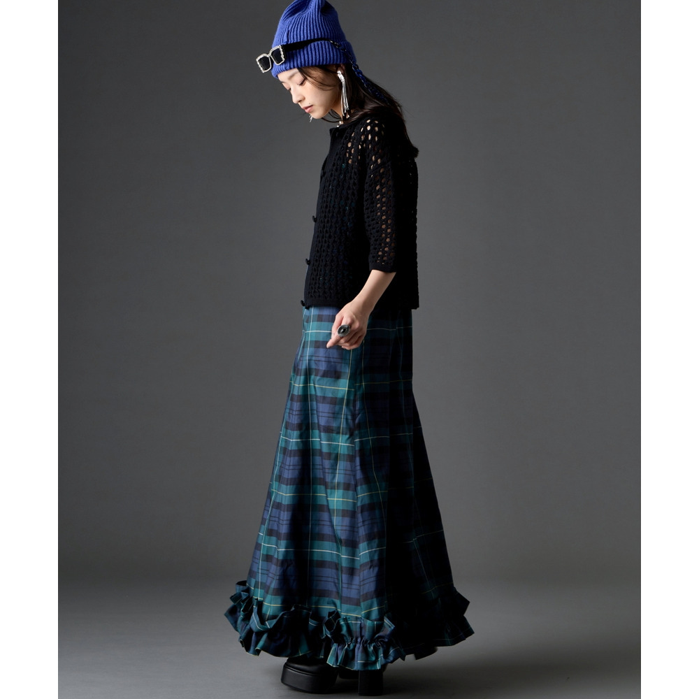 チェックキャミソールロングワンピース 大きいサイズ GEVS.24