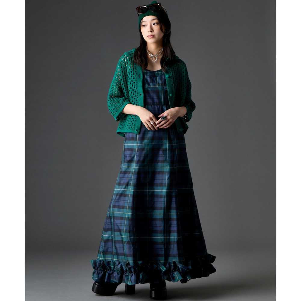 チェックキャミソールロングワンピース 大きいサイズ GEVS.27