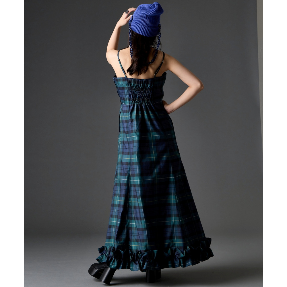 チェックキャミソールロングワンピース 大きいサイズ GEVS.4