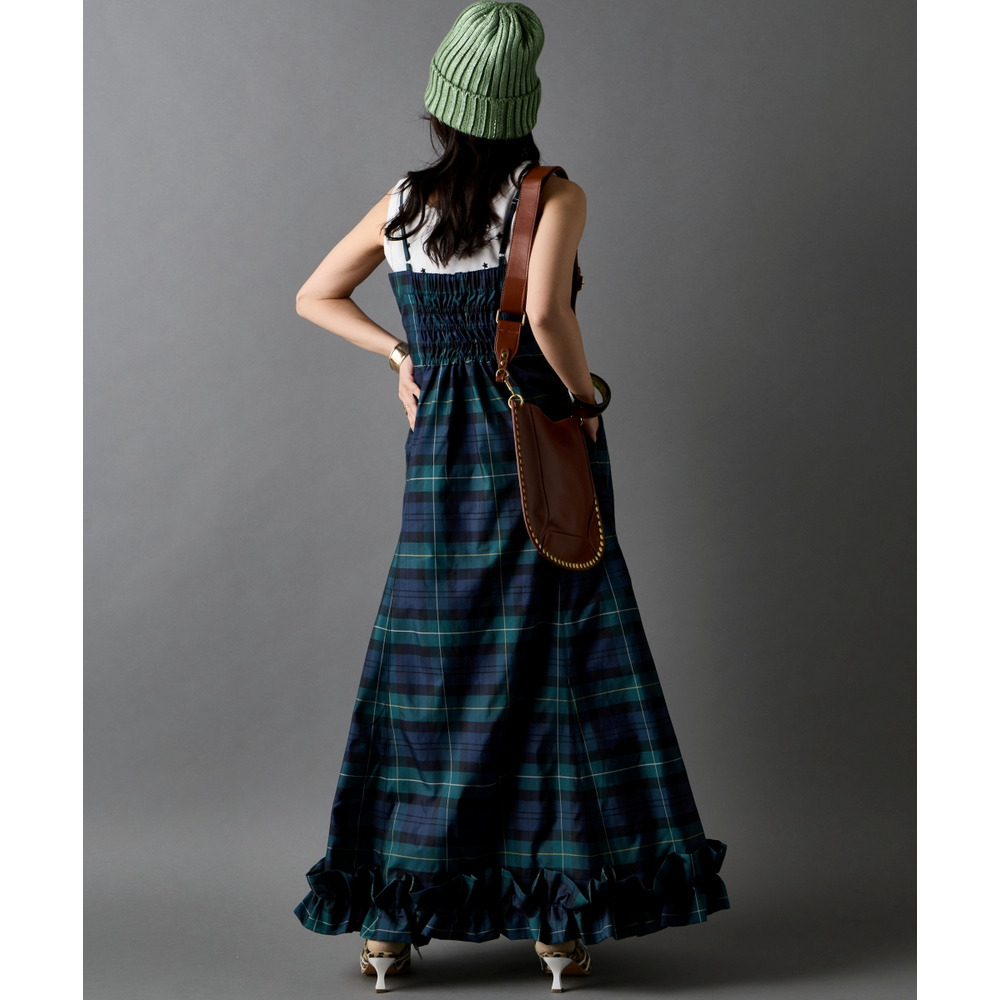 チェックキャミソールロングワンピース 大きいサイズ GEVS.8