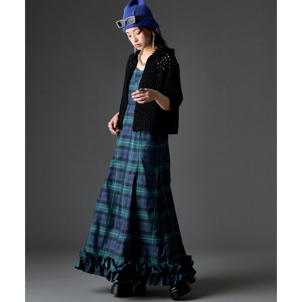 チェックキャミソールロングワンピース 大きいサイズ GEVS.9