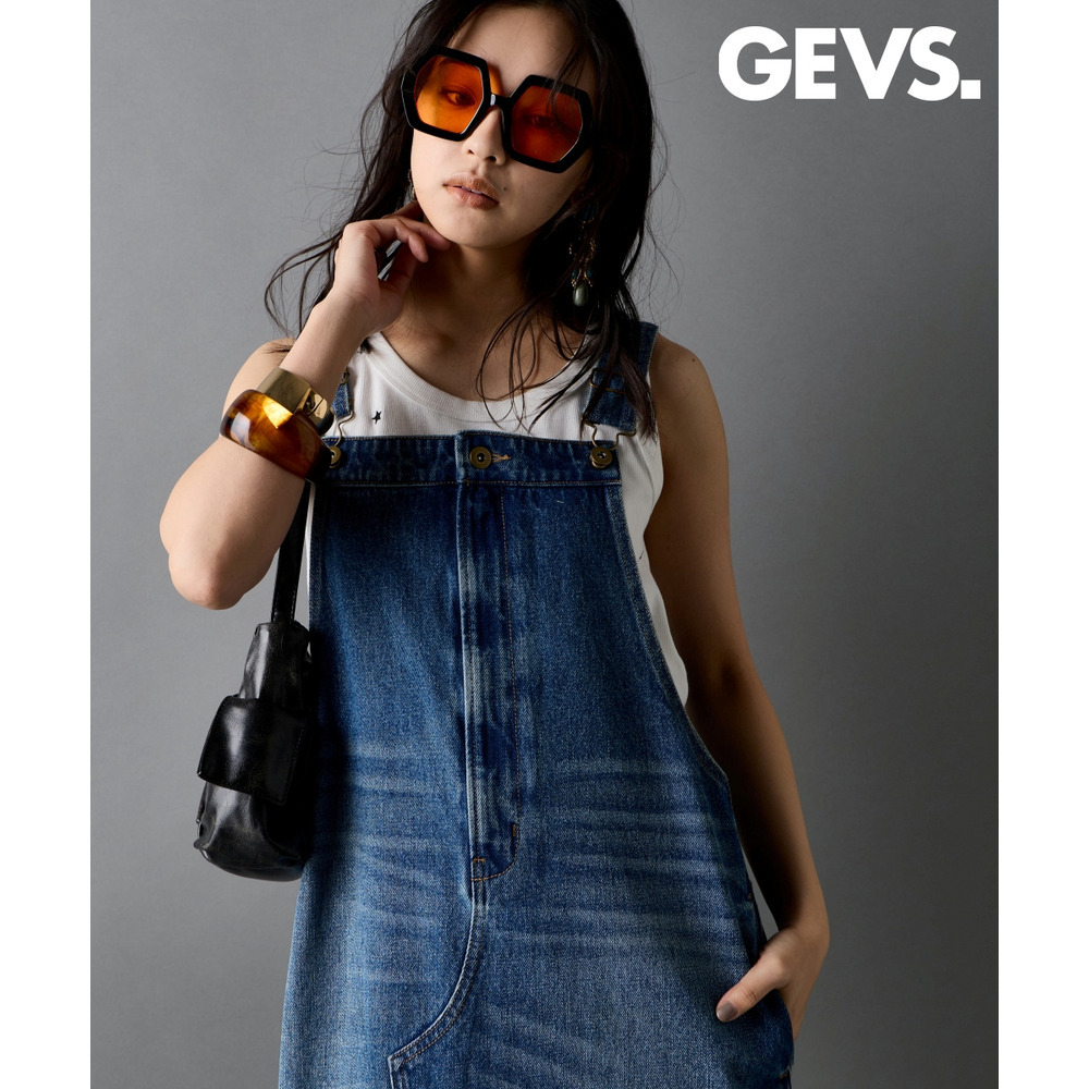 綿100％デニムジャンパースカート 大きいサイズ　GEVS.