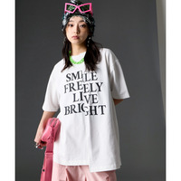 綿100％アシンメトリープリントTシャツ 大きいサイズ　GEVS.