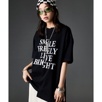 綿100％アシンメトリープリントTシャツ 大きいサイズ　GEVS.