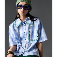 綿100％ビッグカラーギンガムチェックシャツ 大きいサイズ　GEVS.