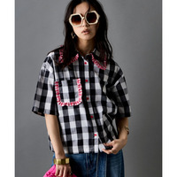 綿100％ビッグカラーギンガムチェックシャツ 大きいサイズ　GEVS.