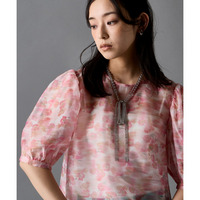 フラワープリントシアーブラウス 大きいサイズ　GEVS.