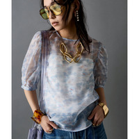 フラワープリントシアーブラウス 大きいサイズ　GEVS.