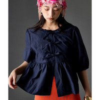 ショートペプラムリボンブラウス 大きいサイズ　GEVS.