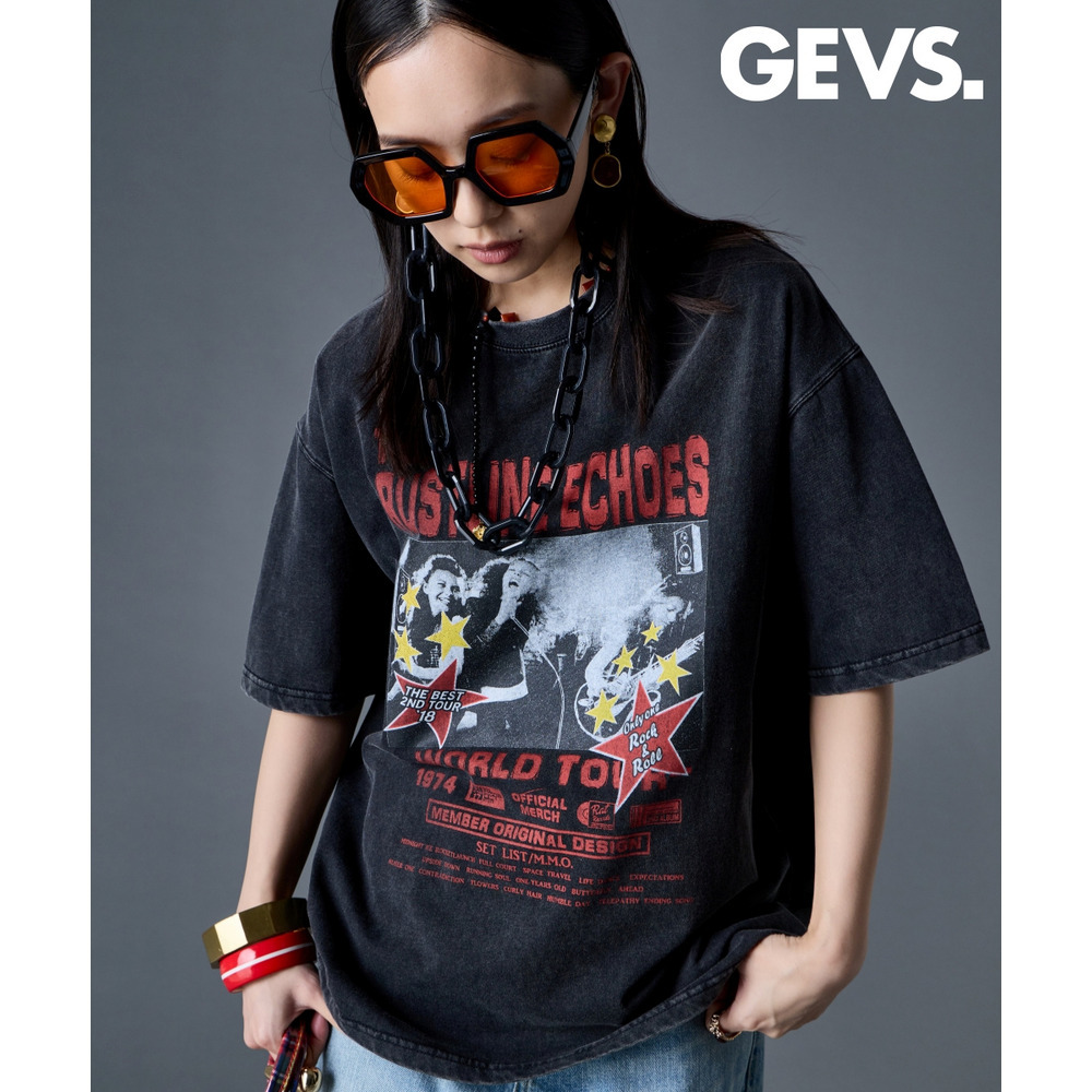 綿100％ヴィンテージプリントTシャツ　大きいサイズ　GEVS.