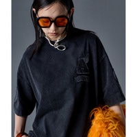 綿100％ヴィンテージ加工ワッペン付カラーTシャツ　大きいサイズ　GEVS.