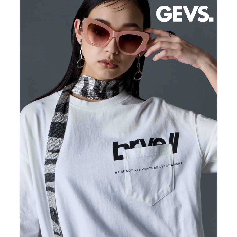 綿100%ピグメント染ロゴプリントチュニックTシャツ 大きいサイズ GEVS.1