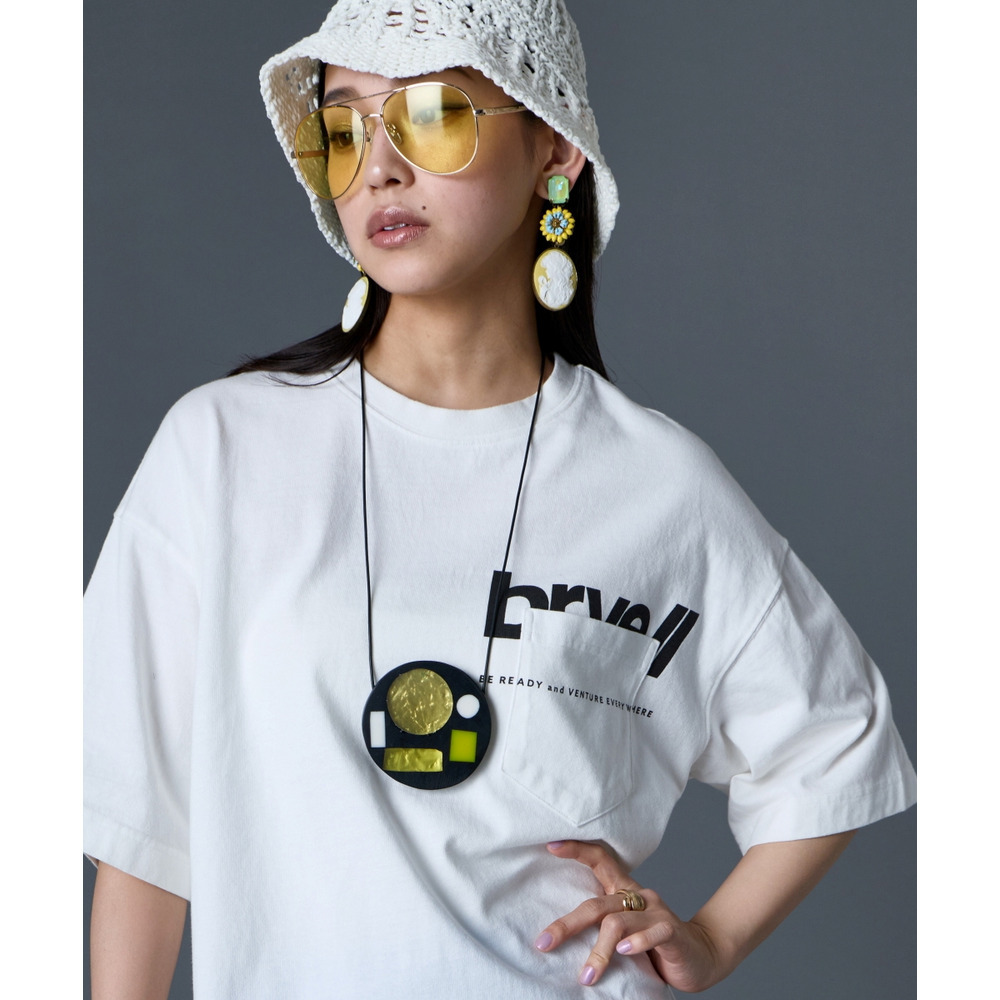 綿100%ピグメント染ロゴプリントチュニックTシャツ 大きいサイズ GEVS.25