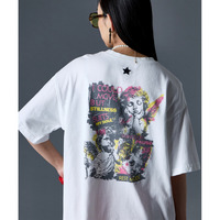 綿100％ピグメント染エンジェルバックプリントTシャツ　大きいサイズ　GEVS.