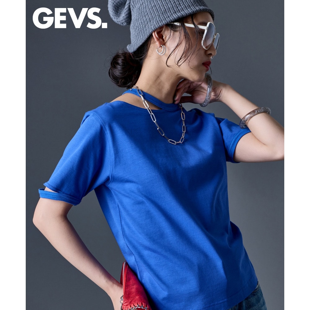 綿100％カットアウトデザインカットソー　大きいサイズ　GEVS.