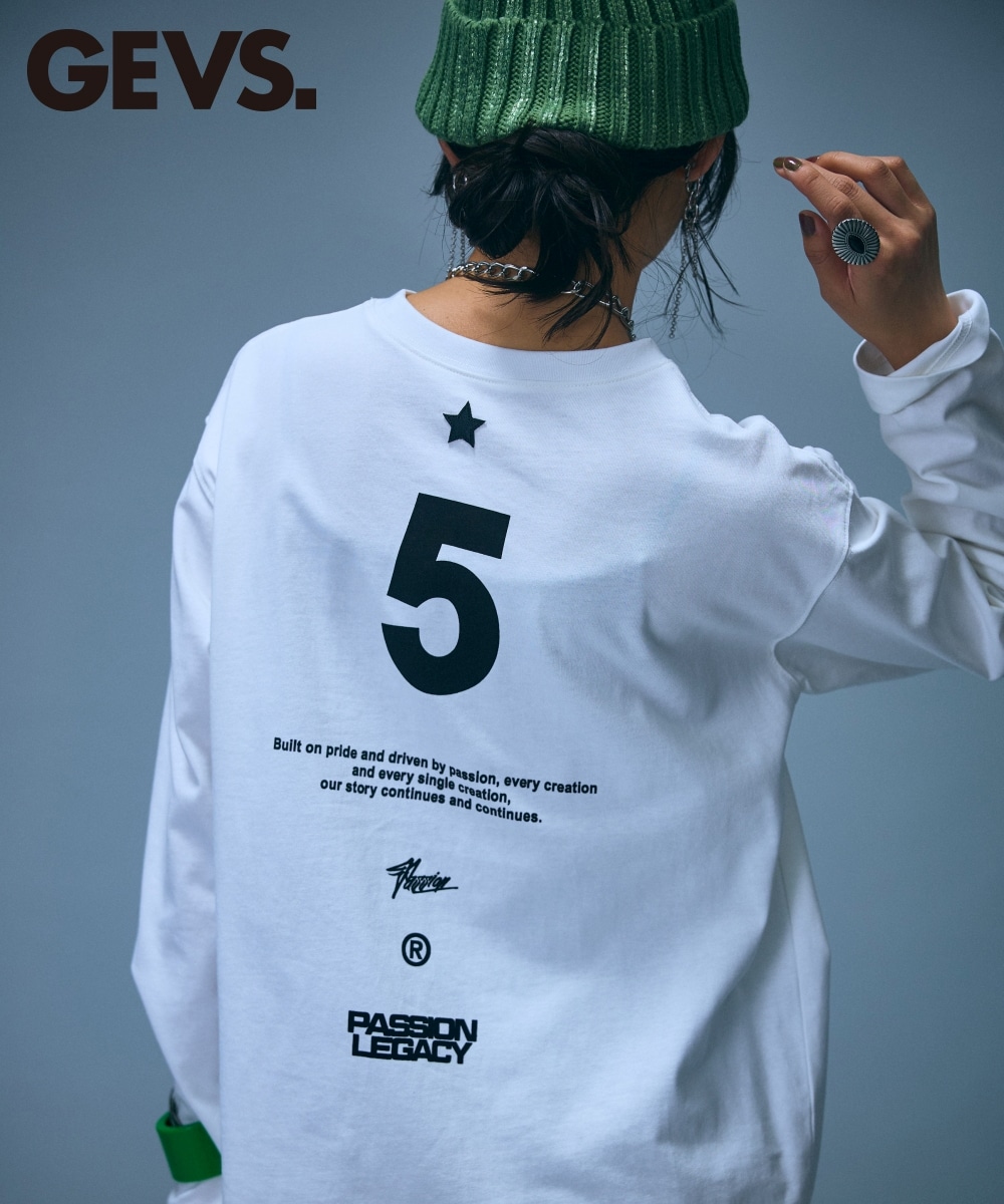 綿100％ロゴプリントロングスリーブTシャツ　大きいサイズ　GEVS.