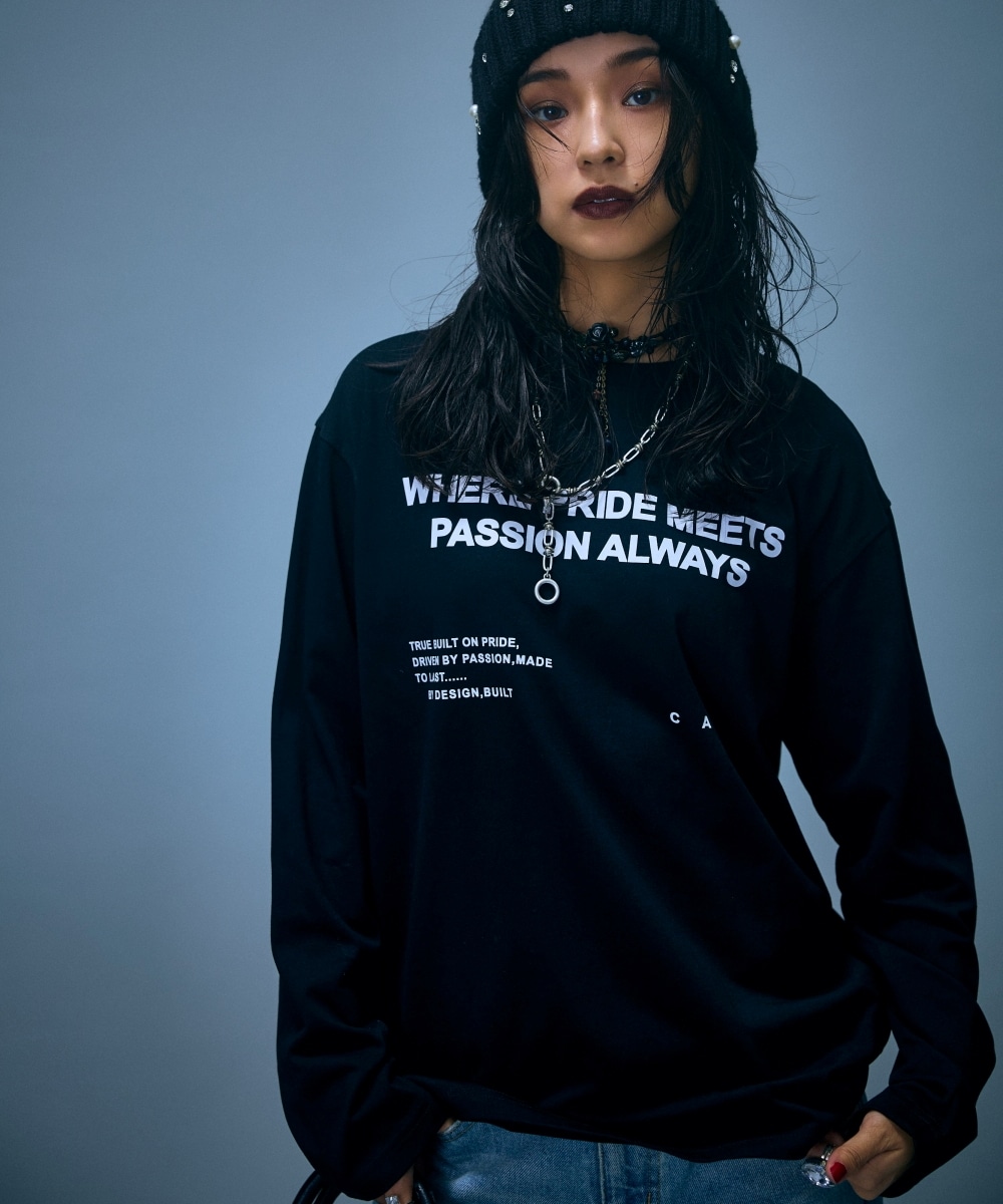 綿100％ロゴプリントロングスリーブTシャツ　大きいサイズ　GEVS.