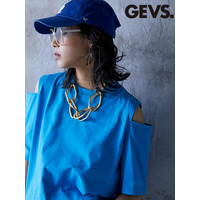 綿100％ショルダーオープンTシャツ　大きいサイズ　GEVS