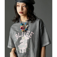 綿100％ピグメント染グラフィックプリントTシャツ　大きいサイズ　GEVS