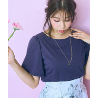 袖フレアバックリボン刺しゅうTシャツ　大きいサイズ　marun