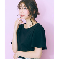 袖フレアバックリボン刺しゅうTシャツ marun 大きいサイズ