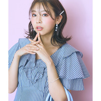フリルデザインストライプワンピース　大きいサイズ　marun