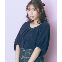 ハートアクセ付フロントタックブラウス　大きいサイズ　marun