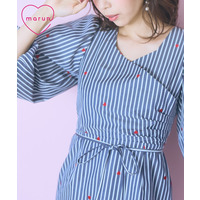 オリジナルハート刺しゅうカシュクールワンピース　大きいサイズ　marun