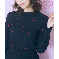 オリジナルハート刺しゅうリブカットソー　大きいサイズ　marun