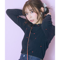 オリジナルハート刺しゅうリブカットソー　大きいサイズ　marun