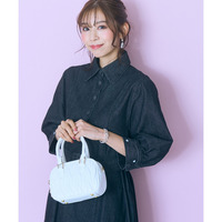 袖口ハート刺しゅうデニムシャツワンピース　大きいサイズ　marun