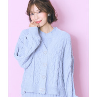 ハート柄編モールカーディガン　大きいサイズ　marun