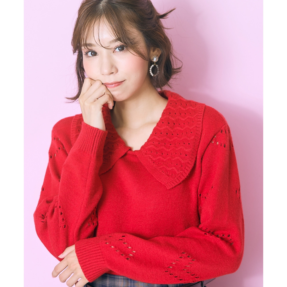 美品✨ パラスパレス アルパカ ウール ニット 赤 2サイズ 編み込み 3月講習会作品です ファッション 美品✨ パラスパレス アルパカ