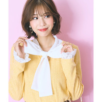 ボータイ袖レースニットソー　大きいサイズ　marun